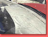 hail-damaged winshield